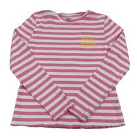 Růžovo-bílé pruhované žebrované triko M&Co.