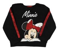Černá mikina s červeným pruhem a Minnie Tu