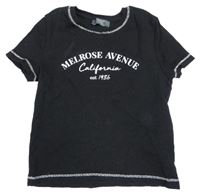 Černé žebrované crop tričko s nápisem Primark