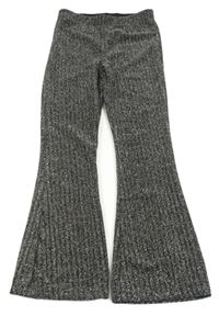Černo-stříbrné flare kalhoty Dunnes Stores