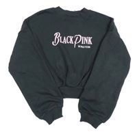 Antracitová crop mikina s nápisem H&M
