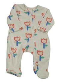 Bílý plyšový overal s tulipány George