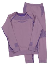 2 set - Fialové spodní funkční triko + funkční kalhoty Crivit