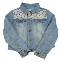 Světlemodrá crop riflová bunda s krajkou zn. Denim Co.