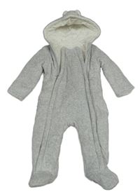 Šedá sametová zateplená kombinéza s kapucí George