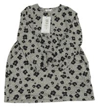 Nové - šedo-černé leopardí pletené šaty M&S