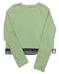 Zelené crop triko s nápisem v pase H&M