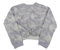Fialovo-bílá batikovaná crop mikina s uzlem H&M