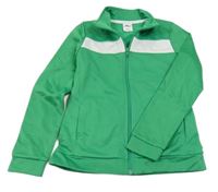 Zelená sportovní funkční propínací mikina s bílým pruhem Crane