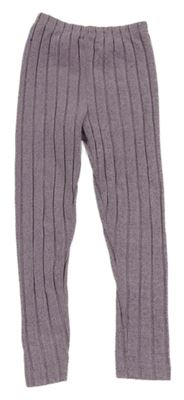 Lila žebrované úpletové legíny shein