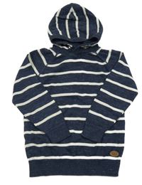 Tmavomodro-bílý pruhovaný lehký svetr s kapucí H&M