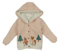 Světlerůžový pletený zateplený svetr s obrázkem a kapucí M&S