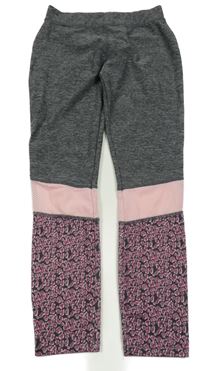 Šedo-růžové vzorované sportovní legíny Next