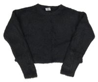Tmavošedý crop chlupatý svetr Page one young