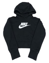 Černá crop mikina s logem a kapucí Nike