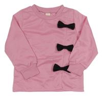 Světlerůžová mikina s černými mašličkami 