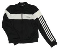 Černo-bílá sportovní propínací funkční mikina s logem Adidas