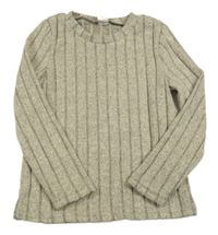 Béžové úpletové žebrované triko Shein