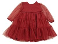 Červené tylové puntíkaté šaty dunnes