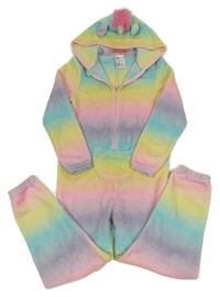 Barevná chlupatá kombinéza s kapucí - jednorožec H&M