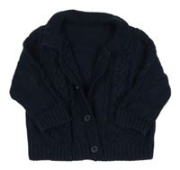 Tmavomodrý vzorovaný propínací svetr Matalan