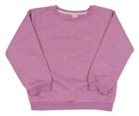 Růžová vzorovaná mikina se srdíčky 