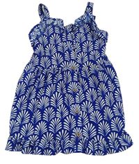 Modré vzorované propínací šaty s knoflíky Next