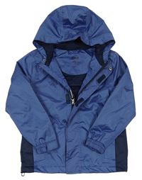 Modro-tmavomodrá šusťáková podzimní funkční bunda s kapucí Crivit