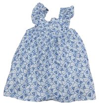 Bílo-modré květované šaty s madeirou Primark