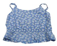 Světlemodrý květovaný crop top H&M