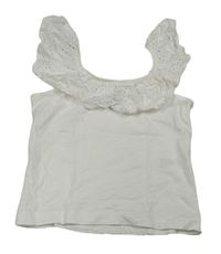Bílý crop top s madeirou Jeff&Co