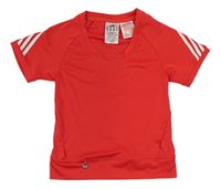 Červené sportovní tričko s pruhy Adidas