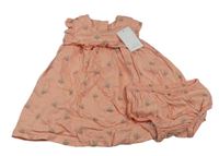 2set - Růžové šaty s citrony + kalhotky pod šaty Mothercare