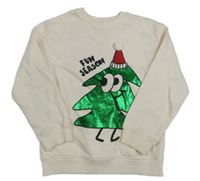 Bílá mikina se stromem a 3D bambulí H&M