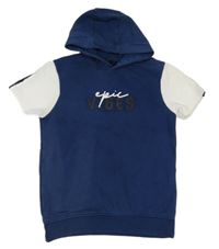 Tmavomodro-bílá tepláková vesta s nápisem a kaucí George