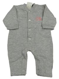 Šedý teplákový overal s nápisem a příšerkou 