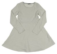 Bílo-šedé puntíkaté teplákové šaty Pepperts