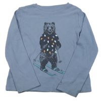 Modré žebrované triko s medvědem Fat Face