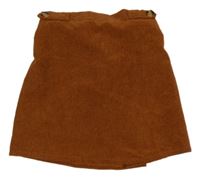 Hnědá žebrovaná sametová sukně s mašlí Shein