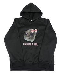 Černá mikina s křečkem a kapucí 