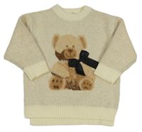 Béžový třpytivý svetr s medvídkem a mašlí River Island