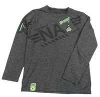 Šedé melírované thermo triko s nápisem 