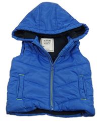 Modrá šusťáková zateplená vesta s kapucí Matalan