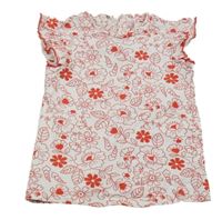 Bílo-červené květované tričko 