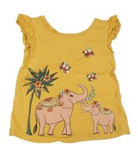 Hořčicové tričko se slony C&A