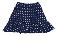 Tmavomodro-bílá květovaná sukně s všitými kraťasy 