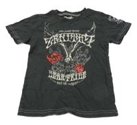 Antracitové tričko s orlem a nápisy H&M