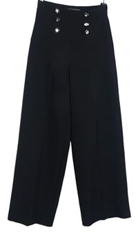Dámské černé culottes kalhoty s gombíky Primark 