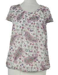 Dámská bílá květovaná šifonová průsvitná halenka 