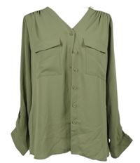 Dámská khaki halenka s rolovacími rukávy TU